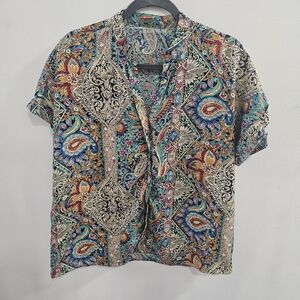 Women's large blouse light weight tropical colorful vintage inspired
